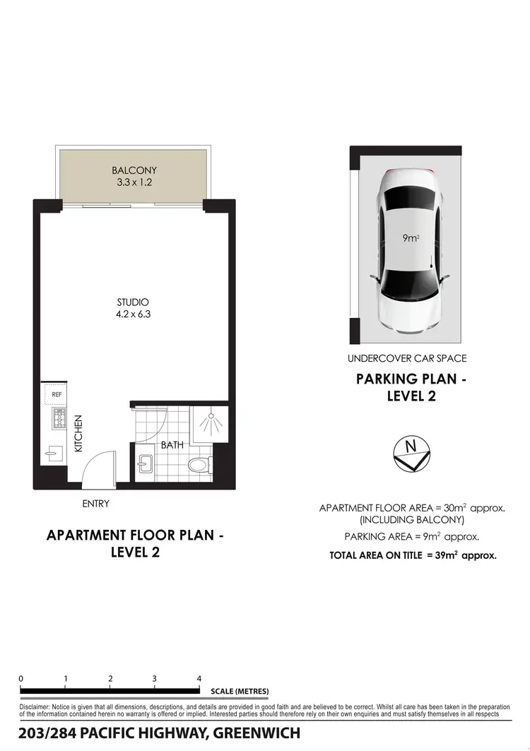 Floorplan of Homely studio listing, 203/284 Pacific Highway, Greenwich NSW 2065