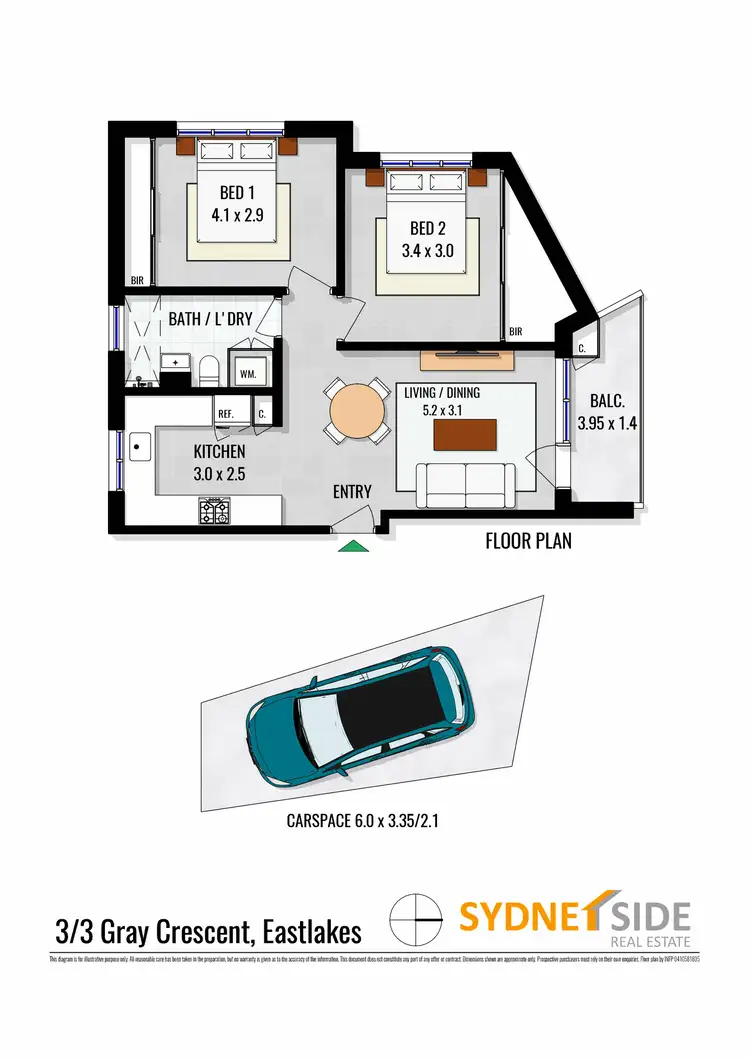Floorplan of Homely apartment listing, 3/3 Gray Crescent, Eastlakes NSW 2018