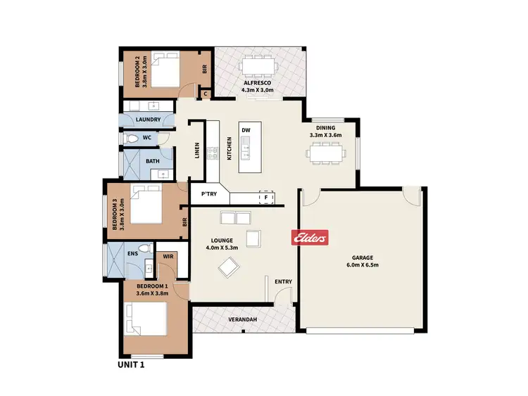 Floorplan of Homely unit listing, 1/77 Princes Street, Korumburra VIC 3950