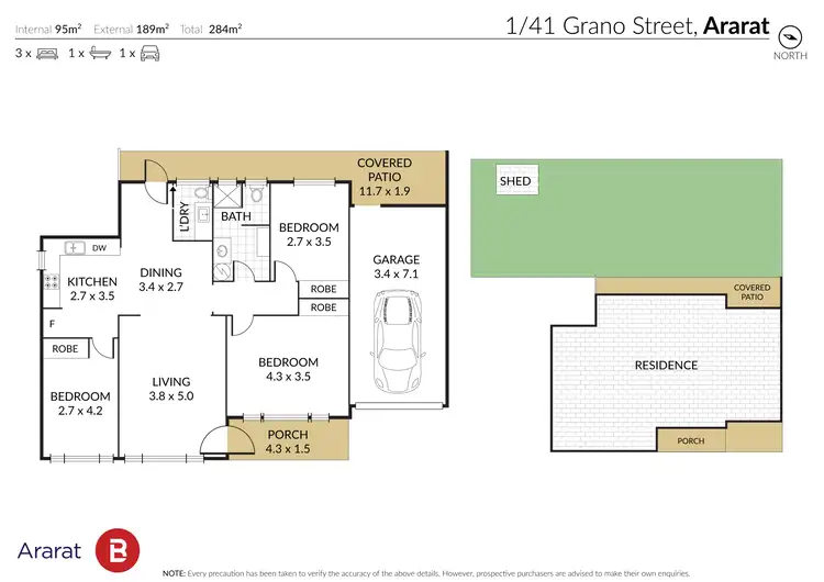 Floorplan of Homely house listing, 1/41 Grano Street, Ararat VIC 3377
