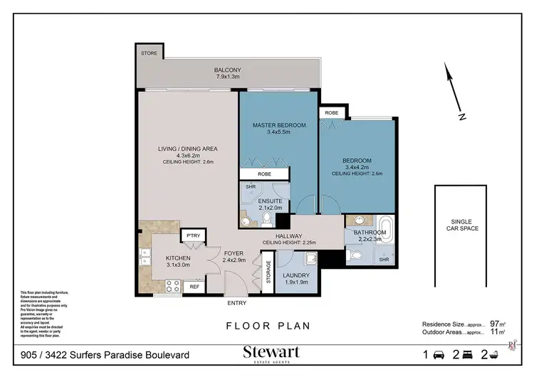 Floorplan of Homely unit listing, 905/3422 Surfers Paradise Boulevard, Surfers Paradise QLD 4217