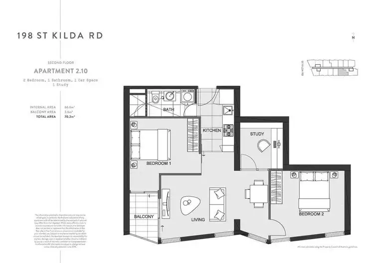 Floorplan of Homely apartment listing, 210/198 St Kilda Road, St Kilda VIC 3182