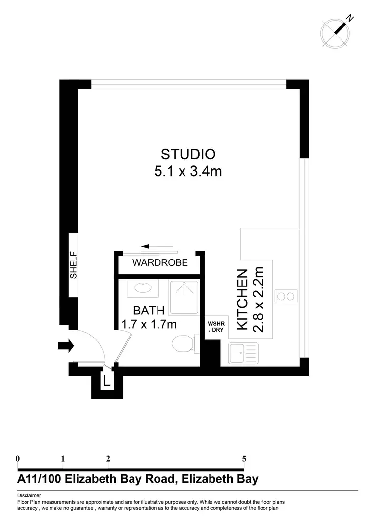 Floorplan of Homely studio listing, A11/100 Elizabeth Bay Road, Elizabeth Bay NSW 2011