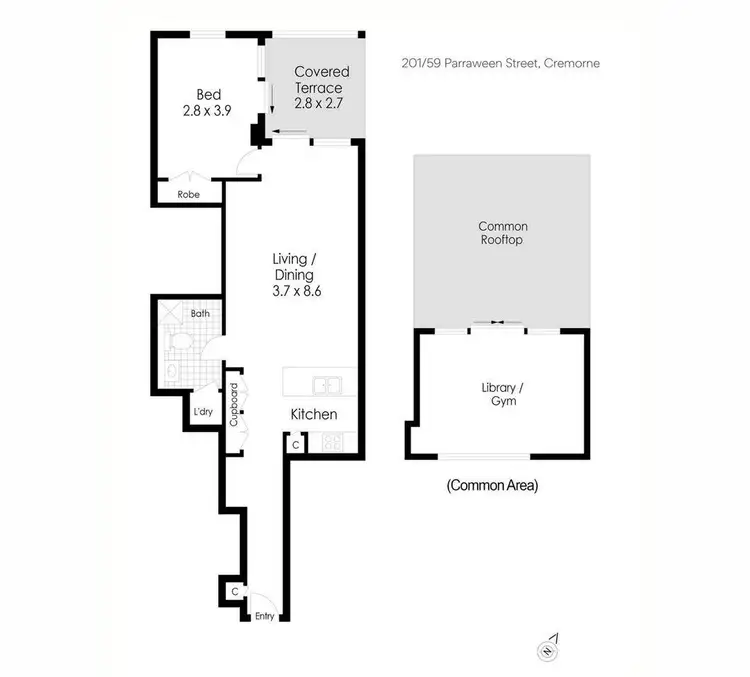 Floorplan of Homely apartment listing, 201/59-61 Parraween Street, Cremorne NSW 2090