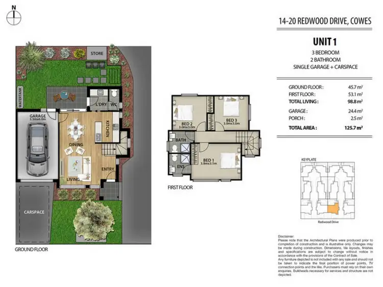 Floorplan of Homely townhouse listing, 1/22 Redwood Drive, Cowes VIC 3922
