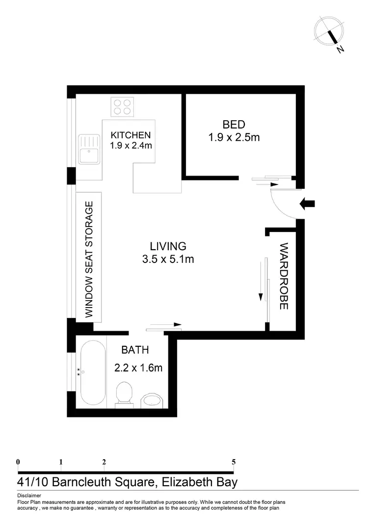 Floorplan of Homely studio listing, 41/10 Barncleuth Square, Elizabeth Bay NSW 2011