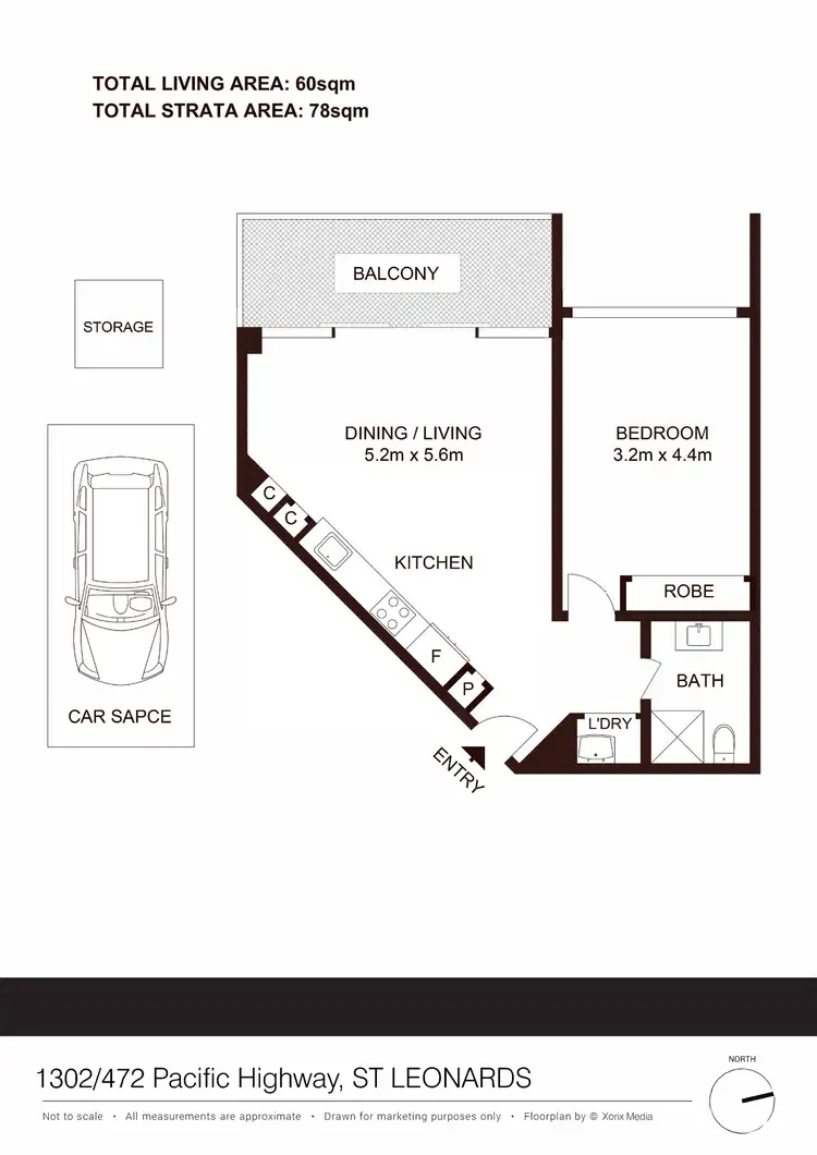 Floorplan of Homely apartment listing, 1302/472 Pacific Highway, St Leonards NSW 2065