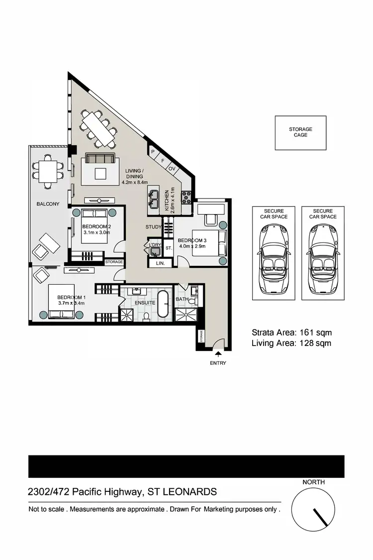 Floorplan of Homely unit listing, 2302/472 Pacific Highway, St Leonards NSW 2065