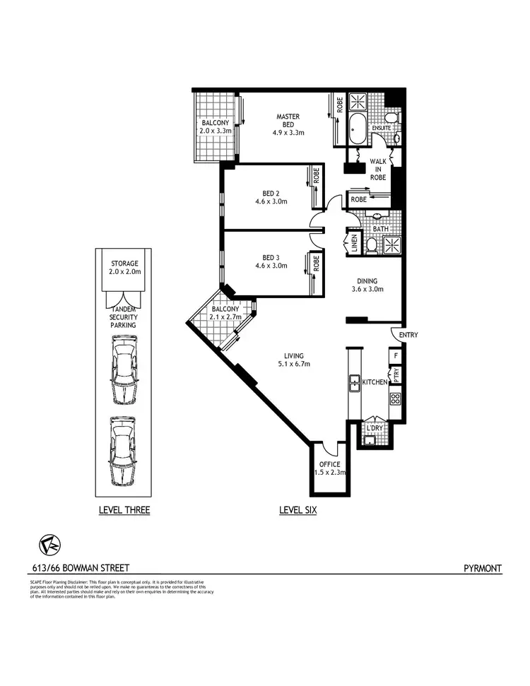 Floorplan of Homely apartment listing, 1106/66 Bowman Street, Pyrmont NSW 2009