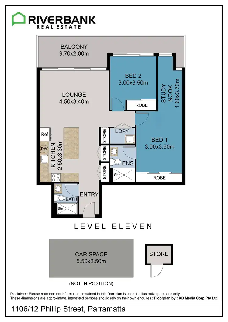 Floorplan of Homely unit listing, 1106/12 Phillip Street, Parramatta NSW 2150