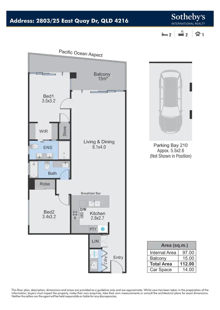 Floorplan of Homely apartment listing, 2803/25-31 East Quay Drive, Biggera Waters QLD 4216