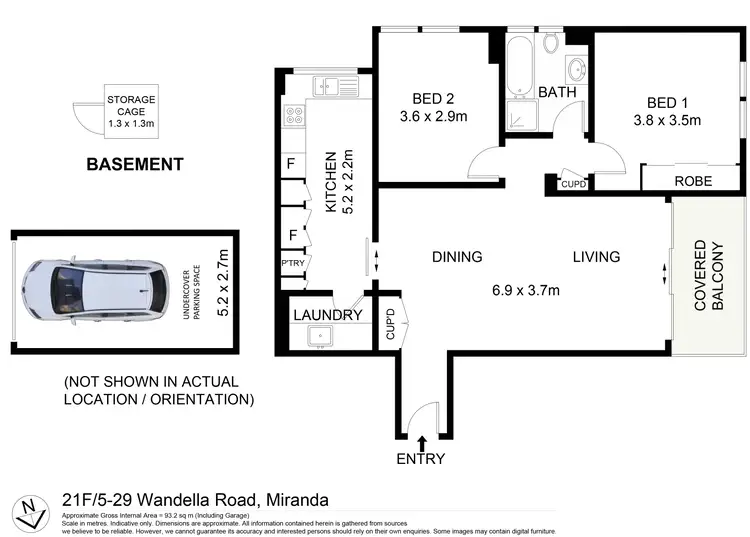 Floorplan of Homely unit listing, 21F/5-29 Wandella Road, Miranda NSW 2228