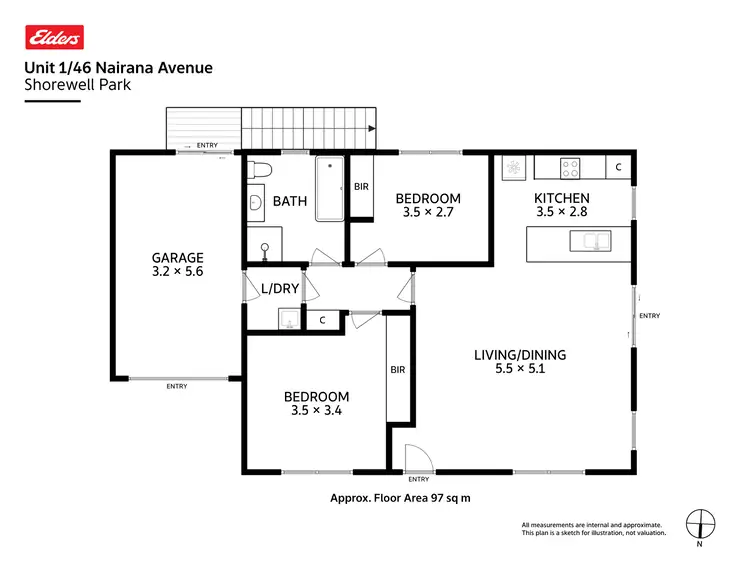 Floorplan of Homely unit listing, 1/46 Nairana Avenue, Shorewell Park TAS 7320