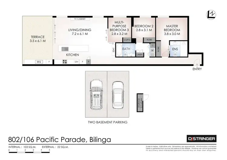 Floorplan of Homely unit listing, 802/106 Pacific Parade, Bilinga QLD 4225