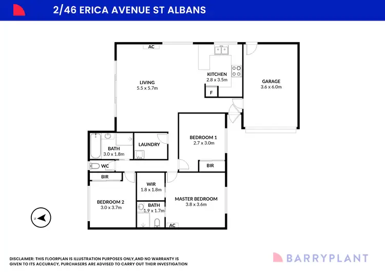 Floorplan of Homely unit listing, 2/46 Erica Avenue, St Albans VIC 3021