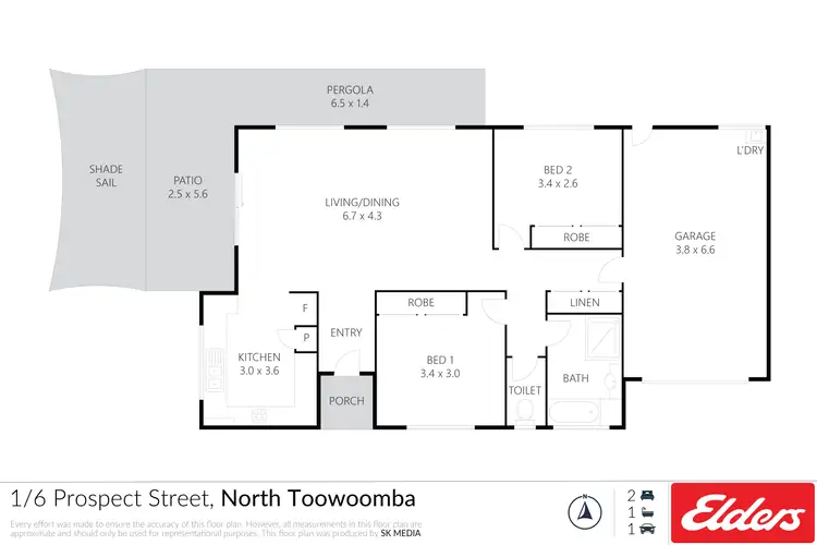 Floorplan of Homely unit listing, 1/6 Prospect Street, North Toowoomba QLD 4350