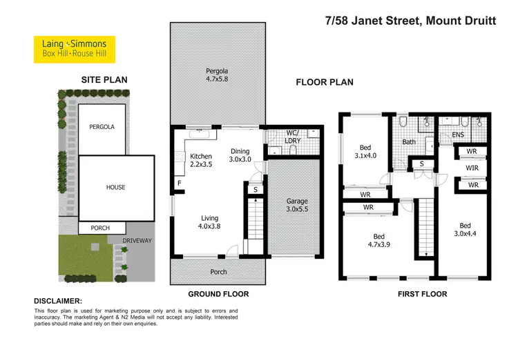 Floorplan of Homely townhouse listing, 7/58 Janet Street, Mount Druitt NSW 2770
