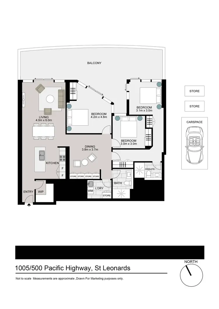 Floorplan of Homely apartment listing, 1005/500 Pacific Highway, St Leonards NSW 2065