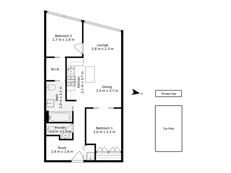 Floorplan of Homely apartment listing, 1905/68 La Trobe Street, Melbourne VIC 3000