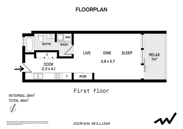 Floorplan of Homely studio listing, 33/155 Missenden Road, Newtown NSW 2042