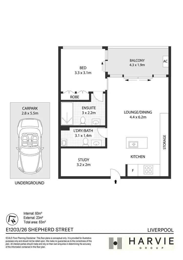 Floorplan of Homely apartment listing, E1203/26 Shepherd Street, Liverpool NSW 2170