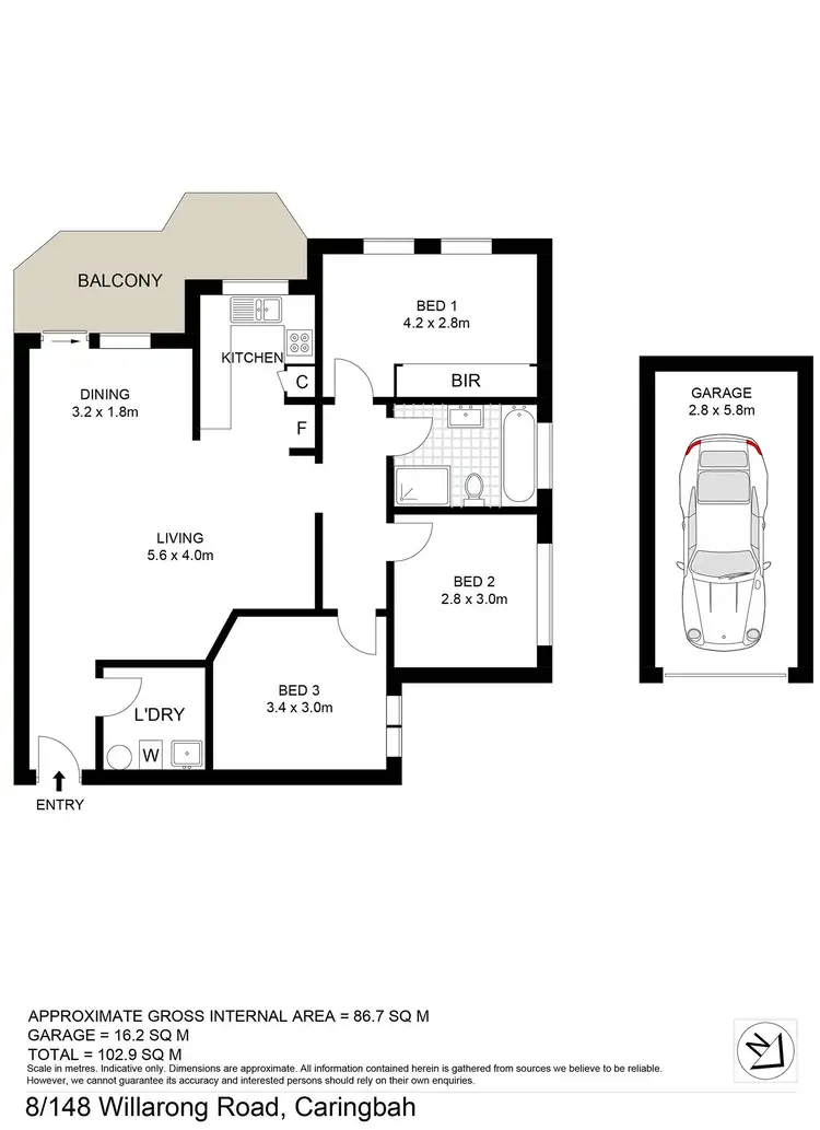 Floorplan of Homely apartment listing, 8/148 Willarong Road, Caringbah NSW 2229