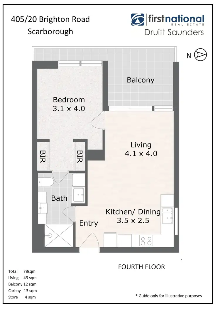 Floorplan of Homely apartment listing, 405/20 Brighton Road, Scarborough WA 6019