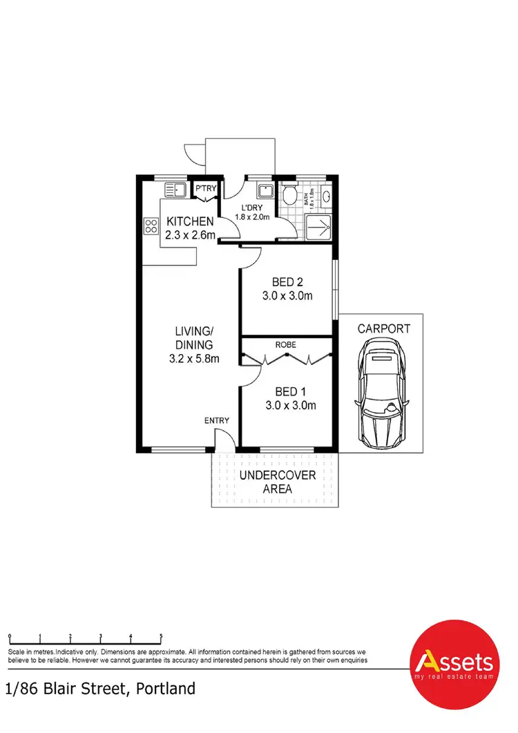 Floorplan of Homely unit listing, 1/86 Blair Street, Portland VIC 3305