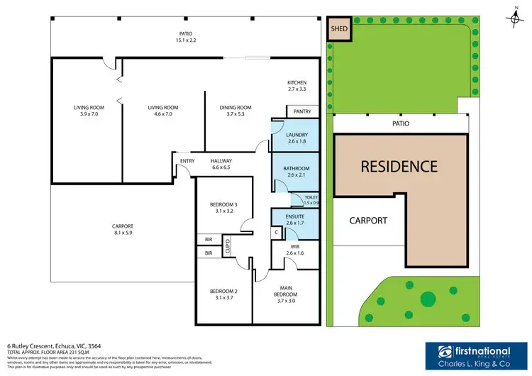 Floorplan of Homely house listing, 6 Rutley Crescent, Echuca VIC 3564