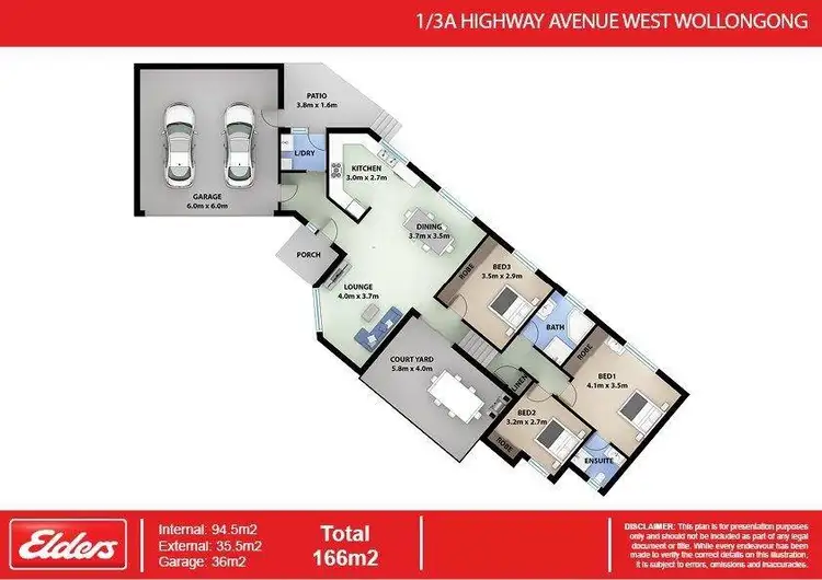 Floorplan of Homely villa listing, 1/3A Highway Avenue, West Wollongong NSW 2500