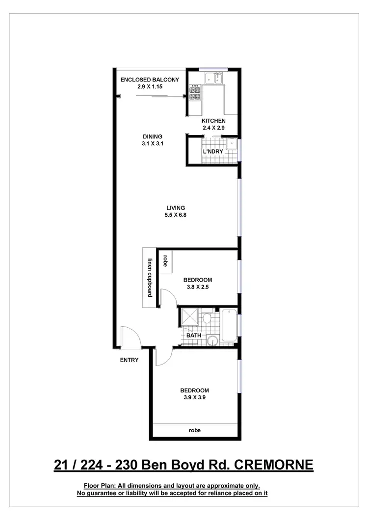 Floorplan of Homely apartment listing, 21/224-230 Ben Boyd Road, Cremorne NSW 2090