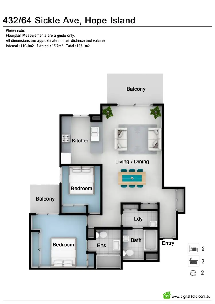Floorplan of Homely unit listing, 432/64-68 Sickle Avenue, Hope Island QLD 4212