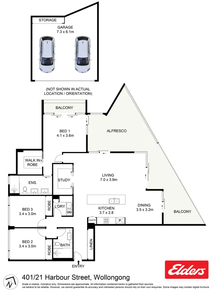 Floorplan of Homely unit listing, 401/21 Harbour Street, Wollongong NSW 2500