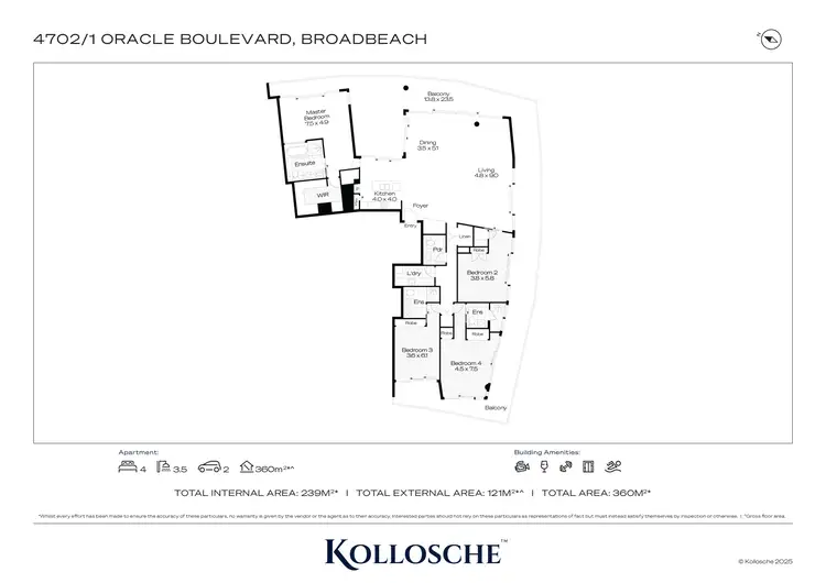 Floorplan of Homely apartment listing, 4702/1 Oracle Boulevard, Broadbeach QLD 4218