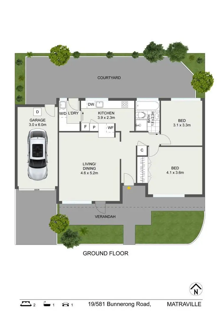 Floorplan of Homely villa listing, 19/581 Bunnerong Road, Matraville NSW 2036