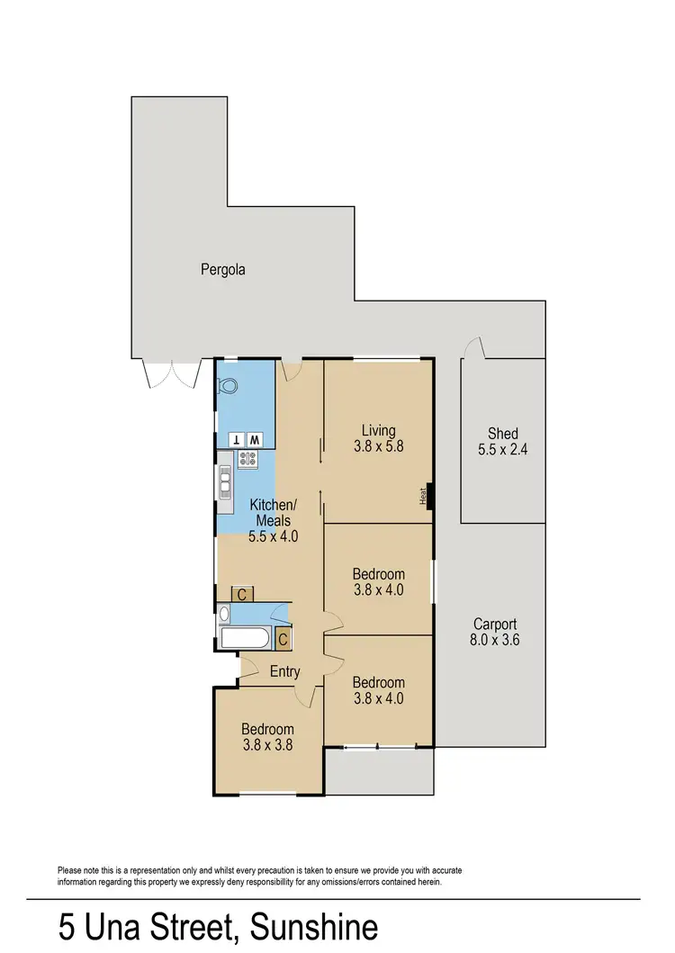 Floorplan of Homely house listing, 5 Una Street, Sunshine VIC 3020