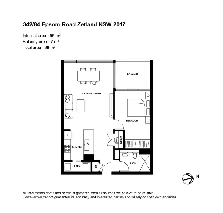 Floorplan of Homely apartment listing, 342/84 Epsom Road, Zetland NSW 2017