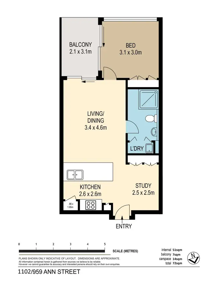 Floorplan of Homely apartment listing, 1102/959 Ann Street, Fortitude Valley QLD 4006