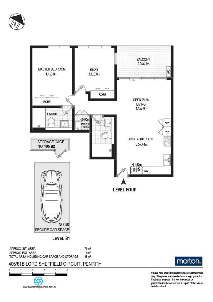 Floorplan of Homely unit listing, 405/81B Lord Sheffield Circuit, Penrith NSW 2750