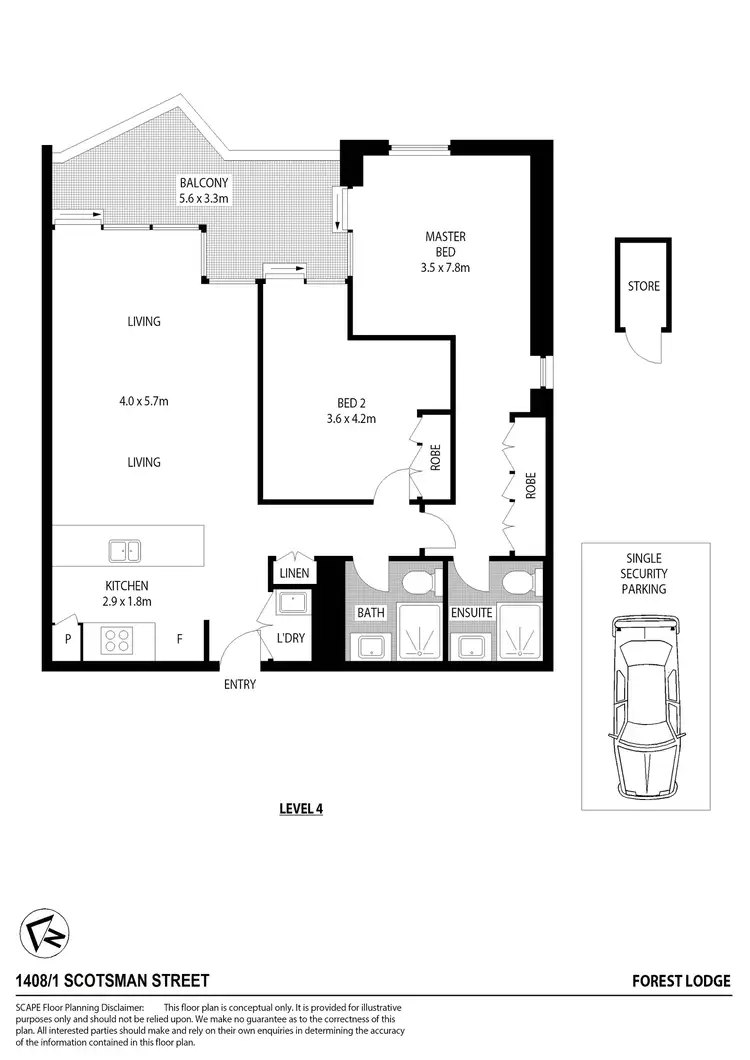 Floorplan of Homely apartment listing, 1408/1 Scotsman Street, Forest Lodge NSW 2037