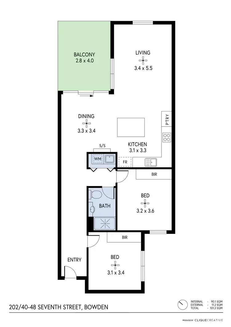 Floorplan of Homely apartment listing, 202/40-48 Seventh Street, Bowden SA 5007
