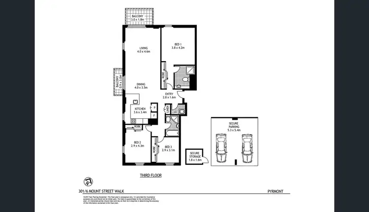 Floorplan of Homely apartment listing, 301/6 Mount Street Walk, Pyrmont NSW 2009