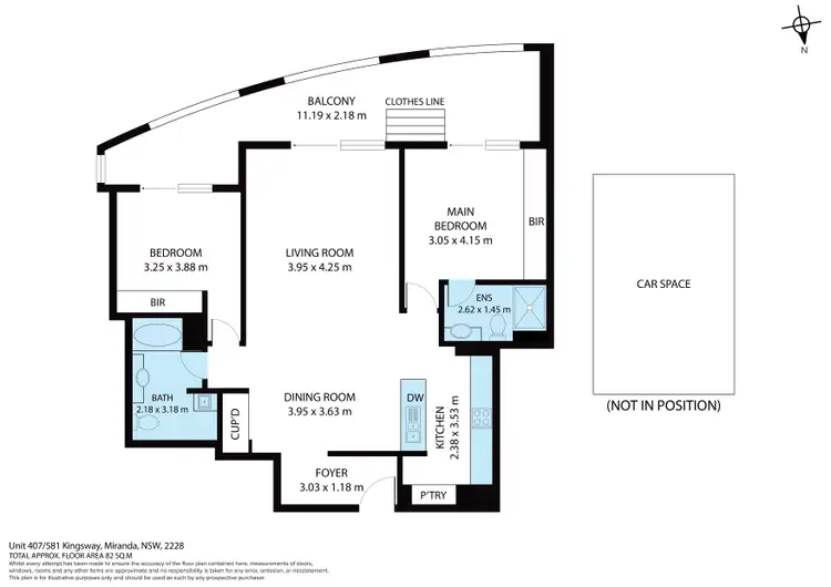Floorplan of Homely unit listing, 407/581 Kingsway, Miranda NSW 2228