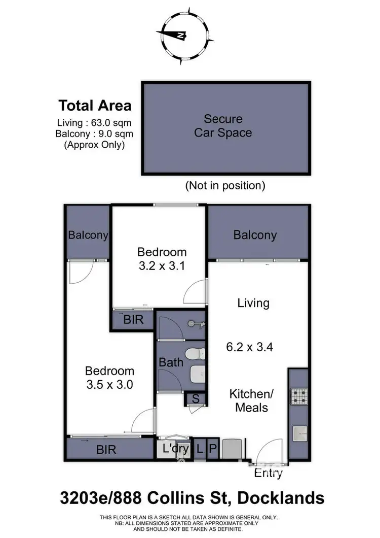 Floorplan of Homely apartment listing, 3203E/888 Collins Street, Docklands VIC 3008