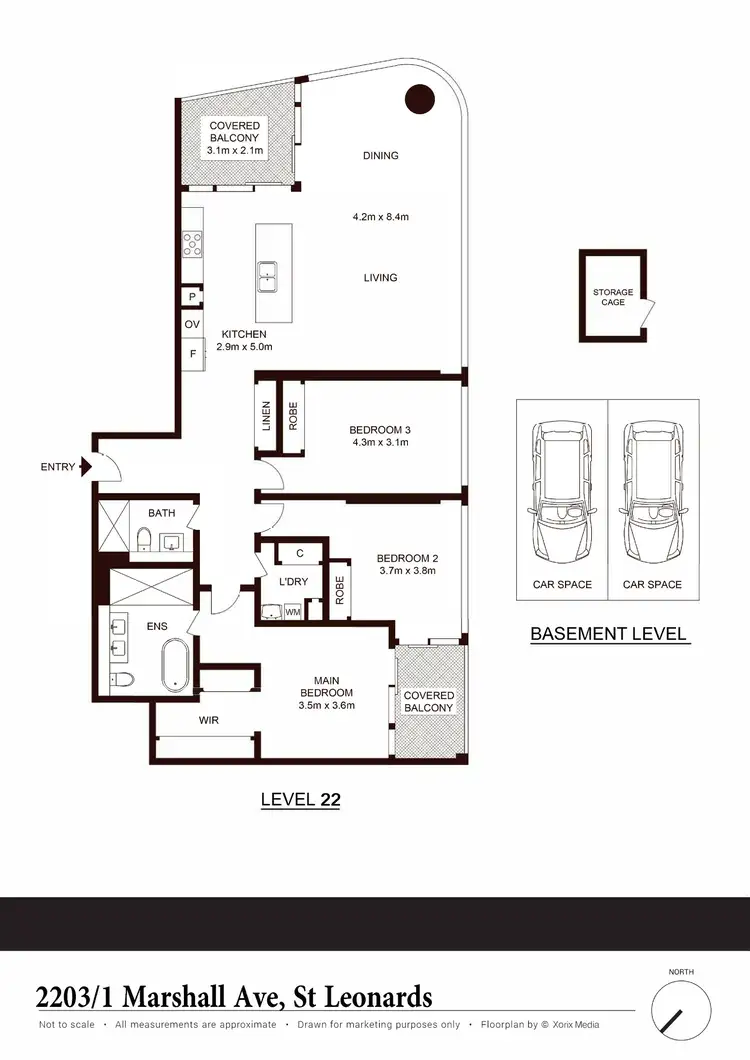 Floorplan of Homely apartment listing, 2203/1 Marshall Avenue, St Leonards NSW 2065