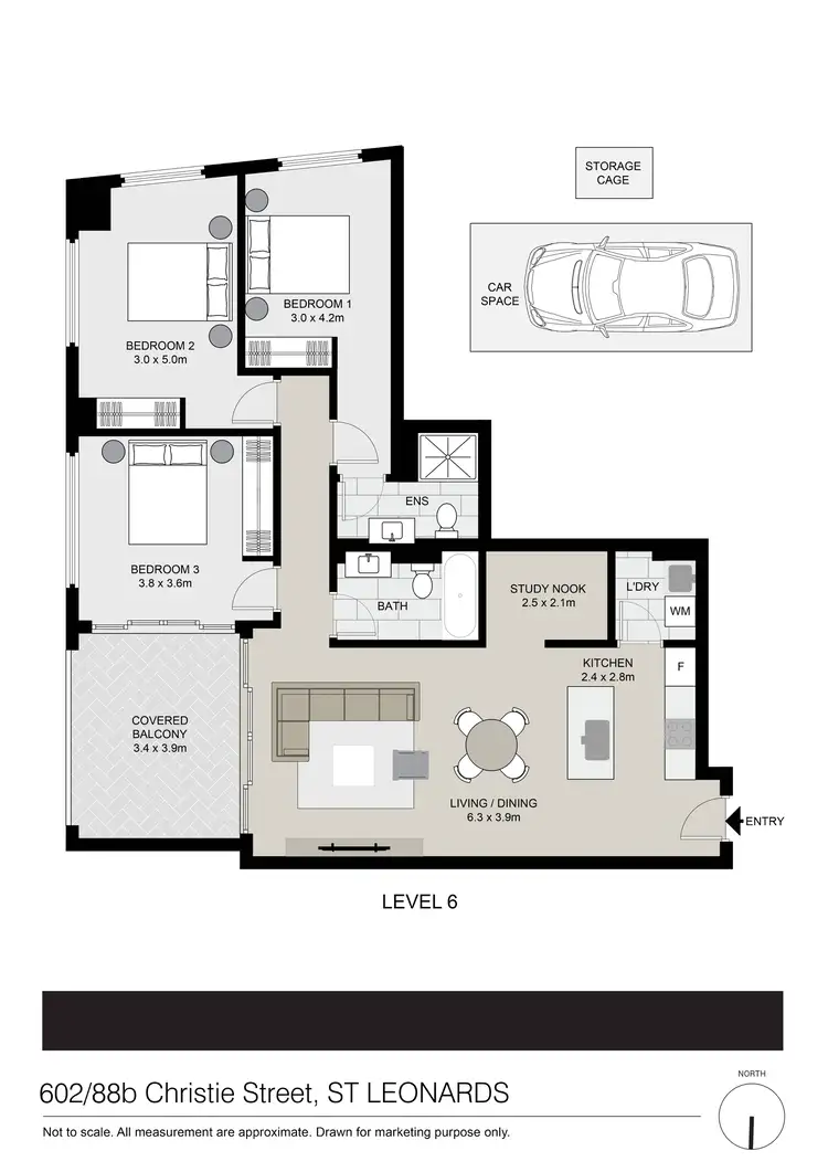 Floorplan of Homely apartment listing, 602/88B Christie Street, St Leonards NSW 2065