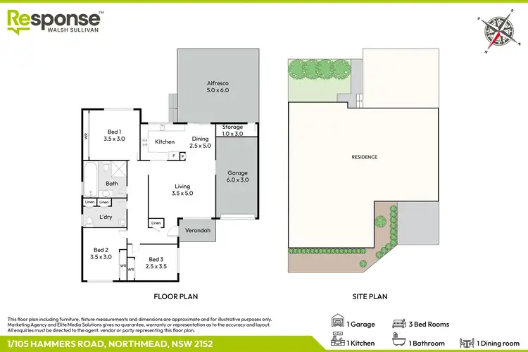 Floorplan of Homely villa listing, 1/105 Hammers Road, Northmead NSW 2152