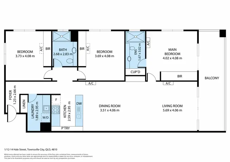 Floorplan of Homely unit listing, 1/12-14 Hale Street, Townsville City QLD 4810