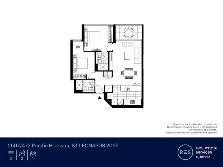 Floorplan of Homely apartment listing, 2507/472 Pacific Highway, St Leonards NSW 2065
