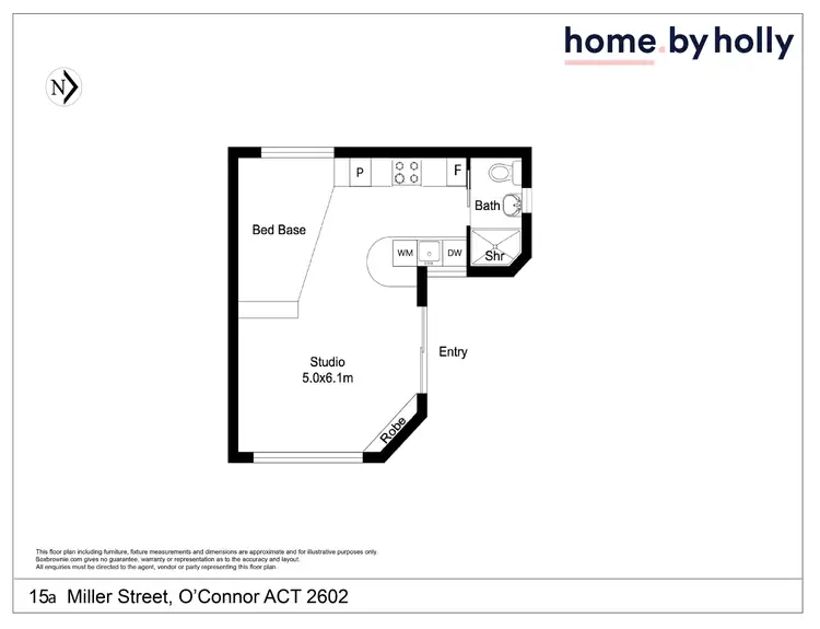 Floorplan of Homely studio listing, 15A Miller Street, O'connor ACT 2602